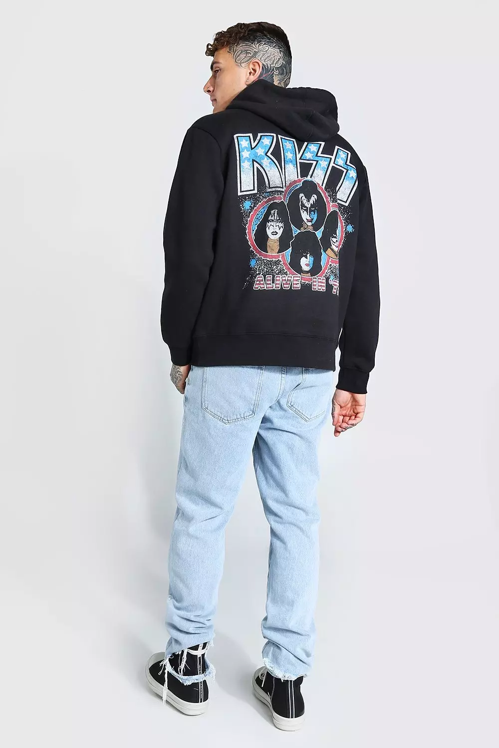 Black Oversized KISS License Hoodie alternative image