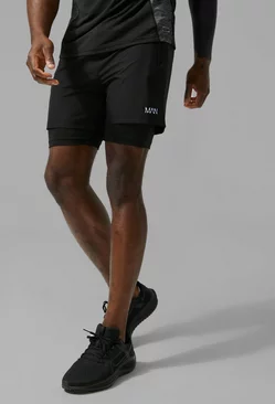 Black Man Active Gym 2-In-1 Short
