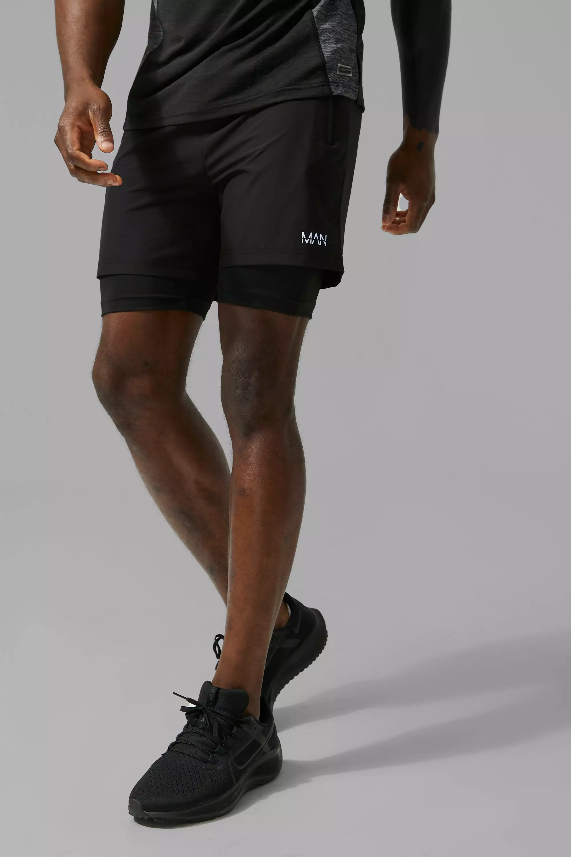 Man Active Gym 2-In-1 Short Black