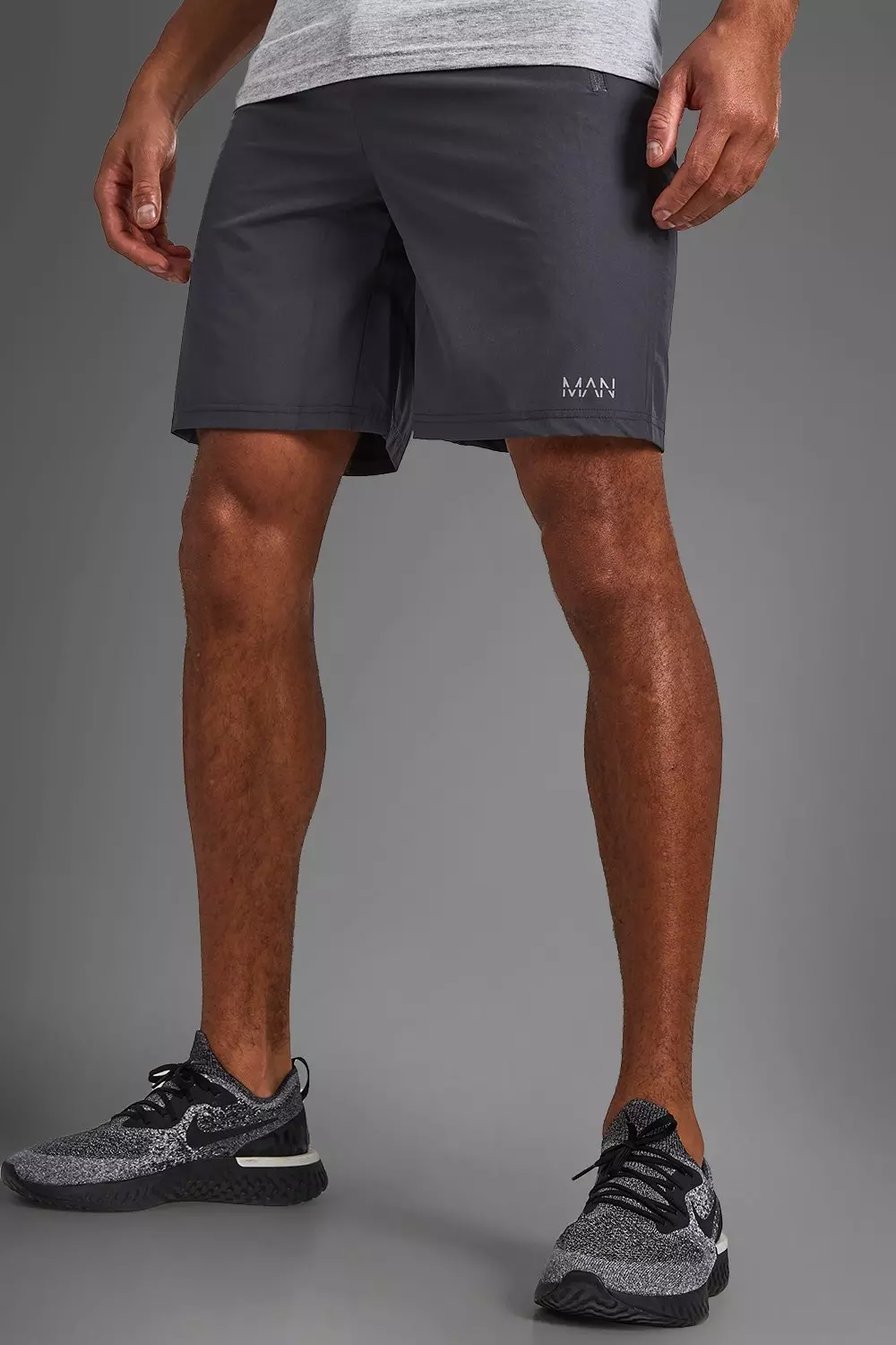 Man Active Gym Shorts With Zip Pockets Charcoal