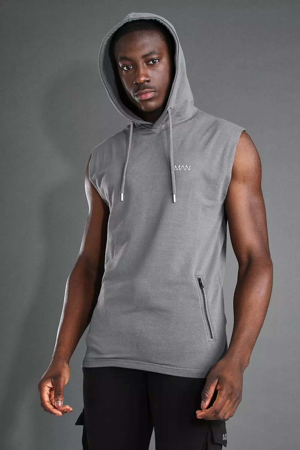 MAN Active Sleeveless Gym Hoodie boohooMAN UK