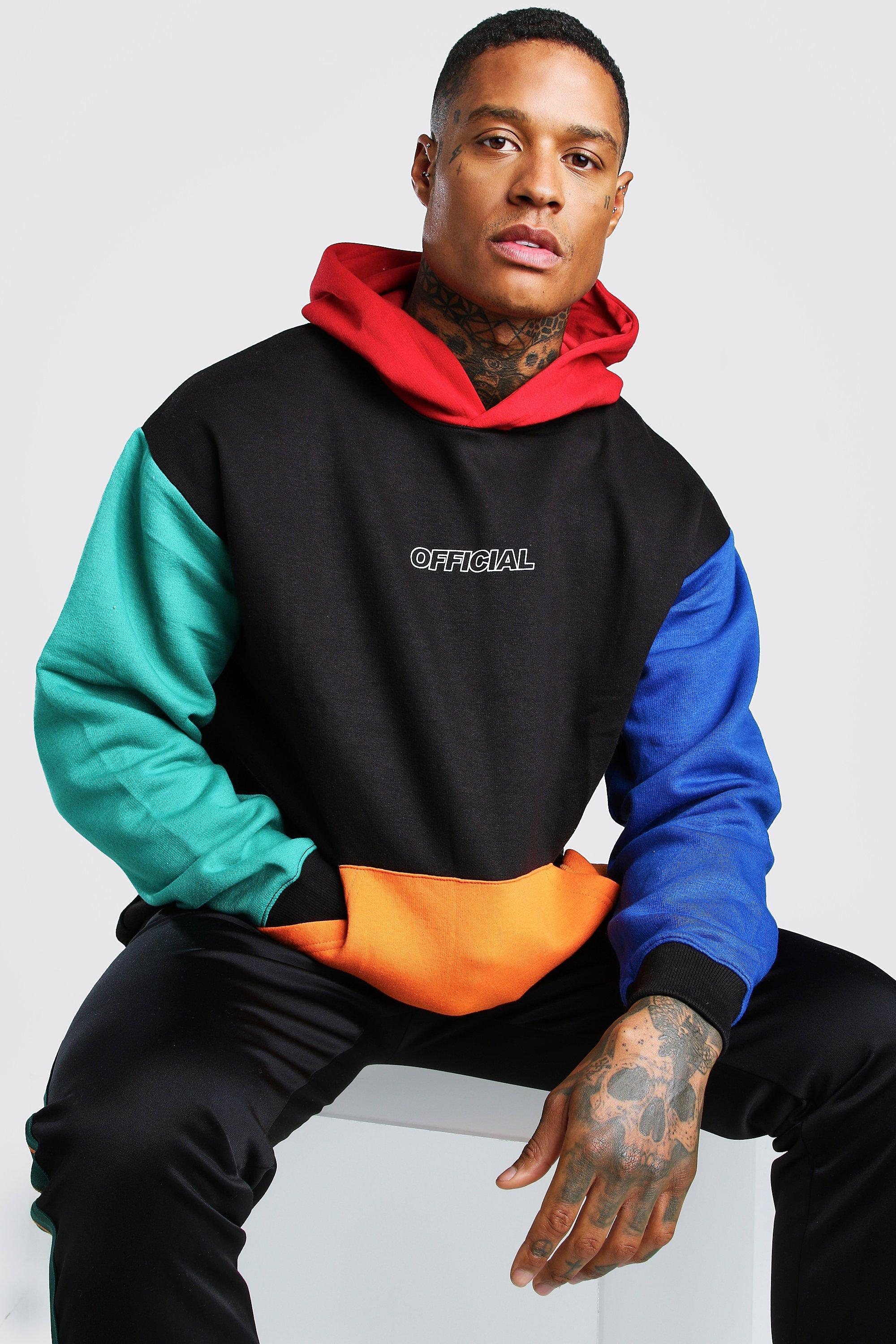 Multicolor color store block oversized hoodie