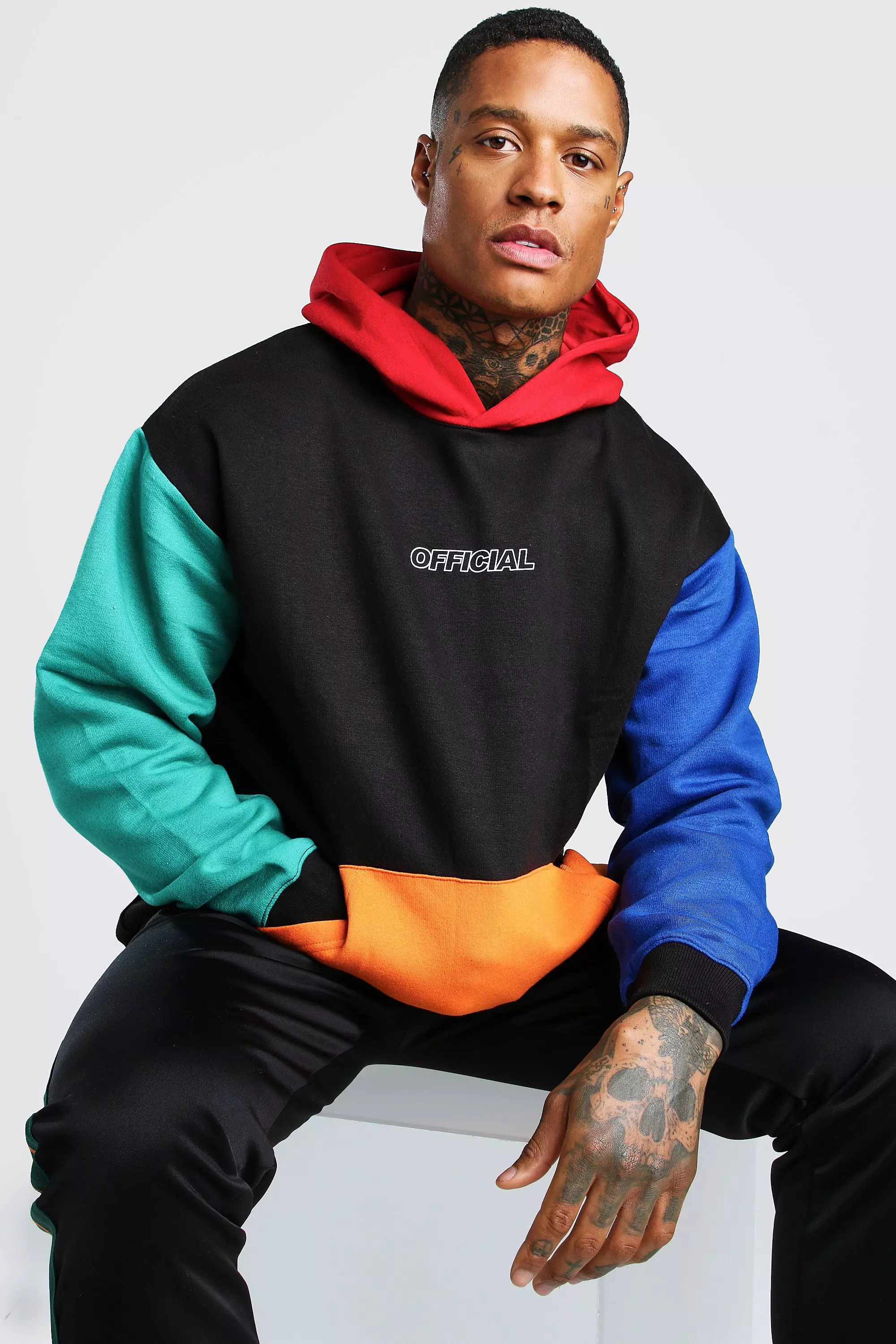 Colour block hoodie discount
