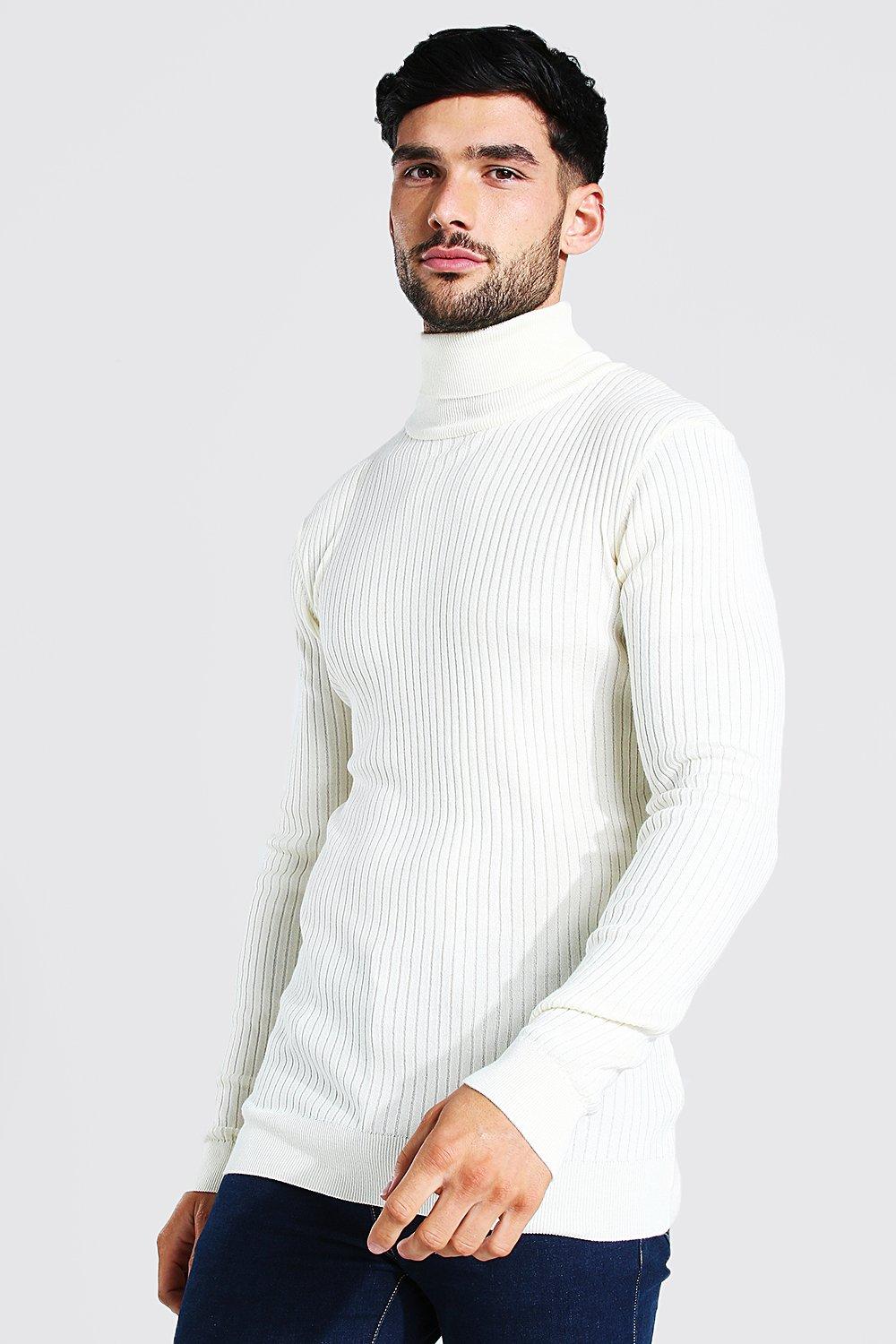 Muscle Roll Neck Ribbed Jumper