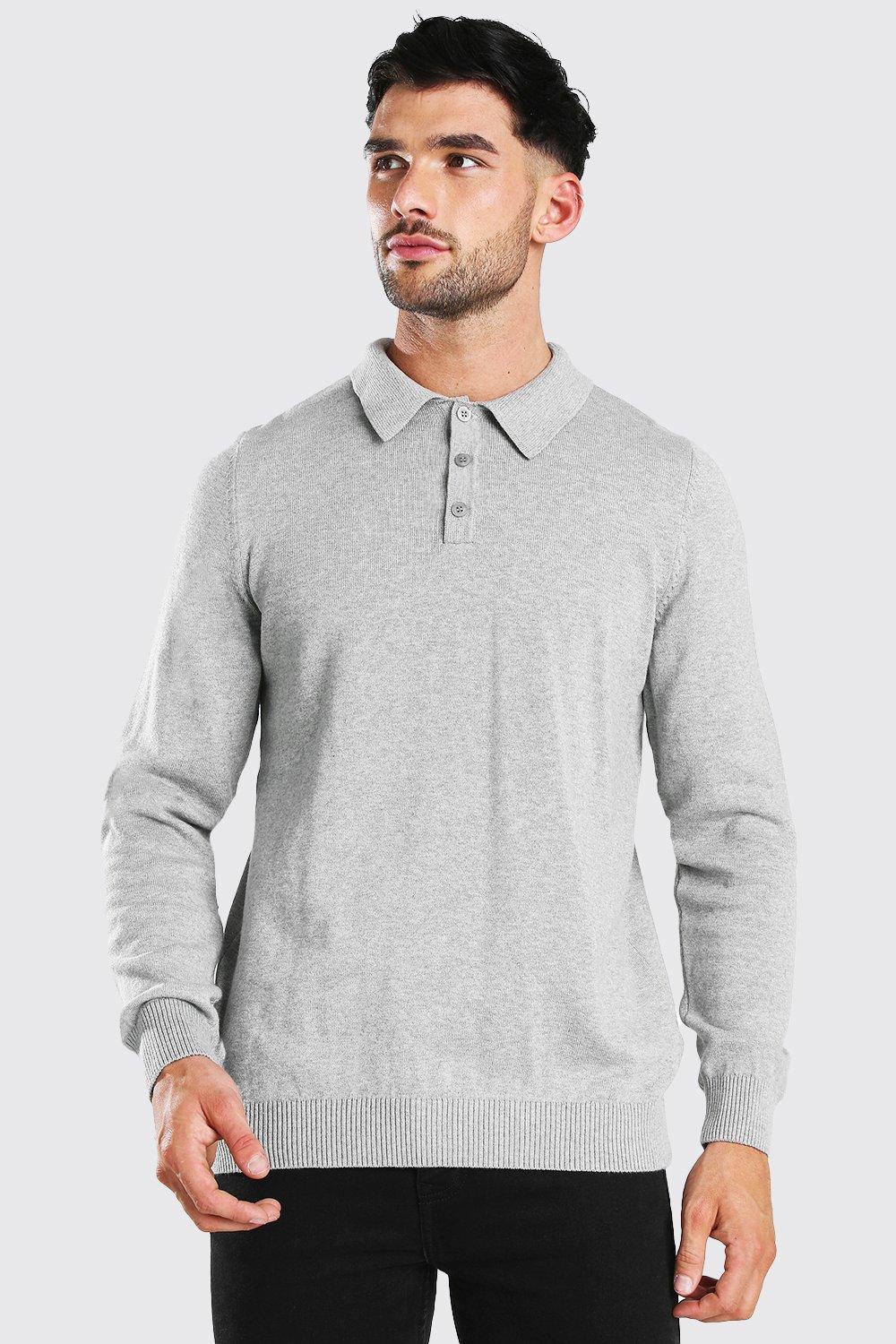 boohooMAN Men's Regular Long Sleeve Polo