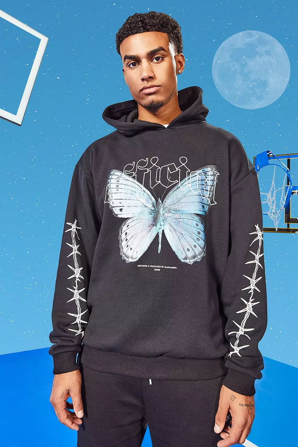 Hoodie with butterfly sleeves sale