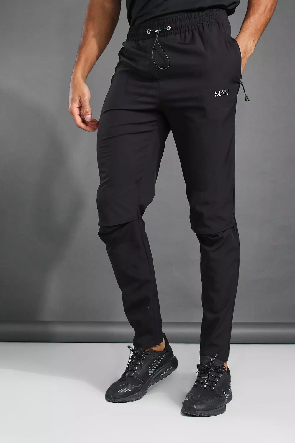 Pantaloni Tuta Affusolati Man Active Gym, Nero immagine alternativa