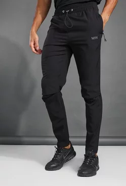 Man Active Gym Tapered Fit Sweatpants Black