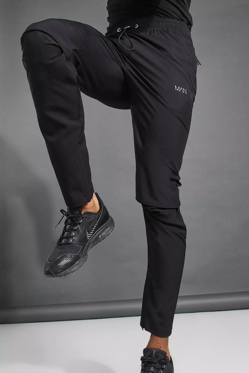 Pantaloni Tuta Affusolati Man Active Gym, Nero immagine alternativa