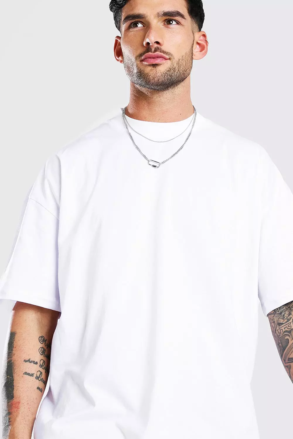 Oversized Crew Neck T-Shirt With Extended Neck | boohooMAN USA