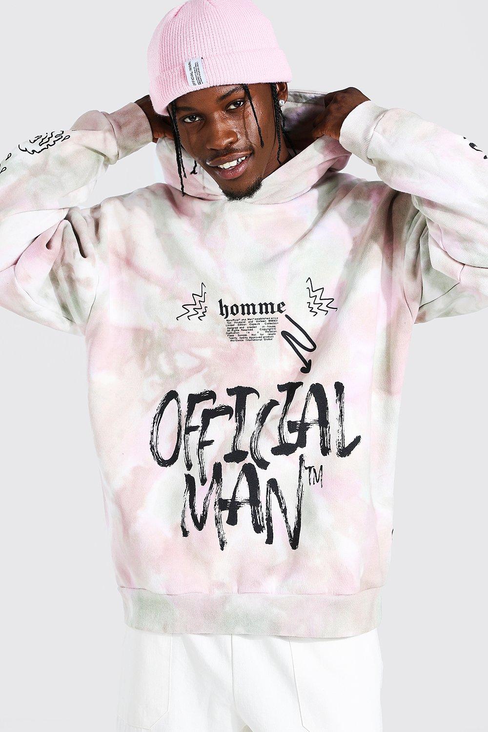 Men's Oversized Official Graffiti Tie Dye Hoodie