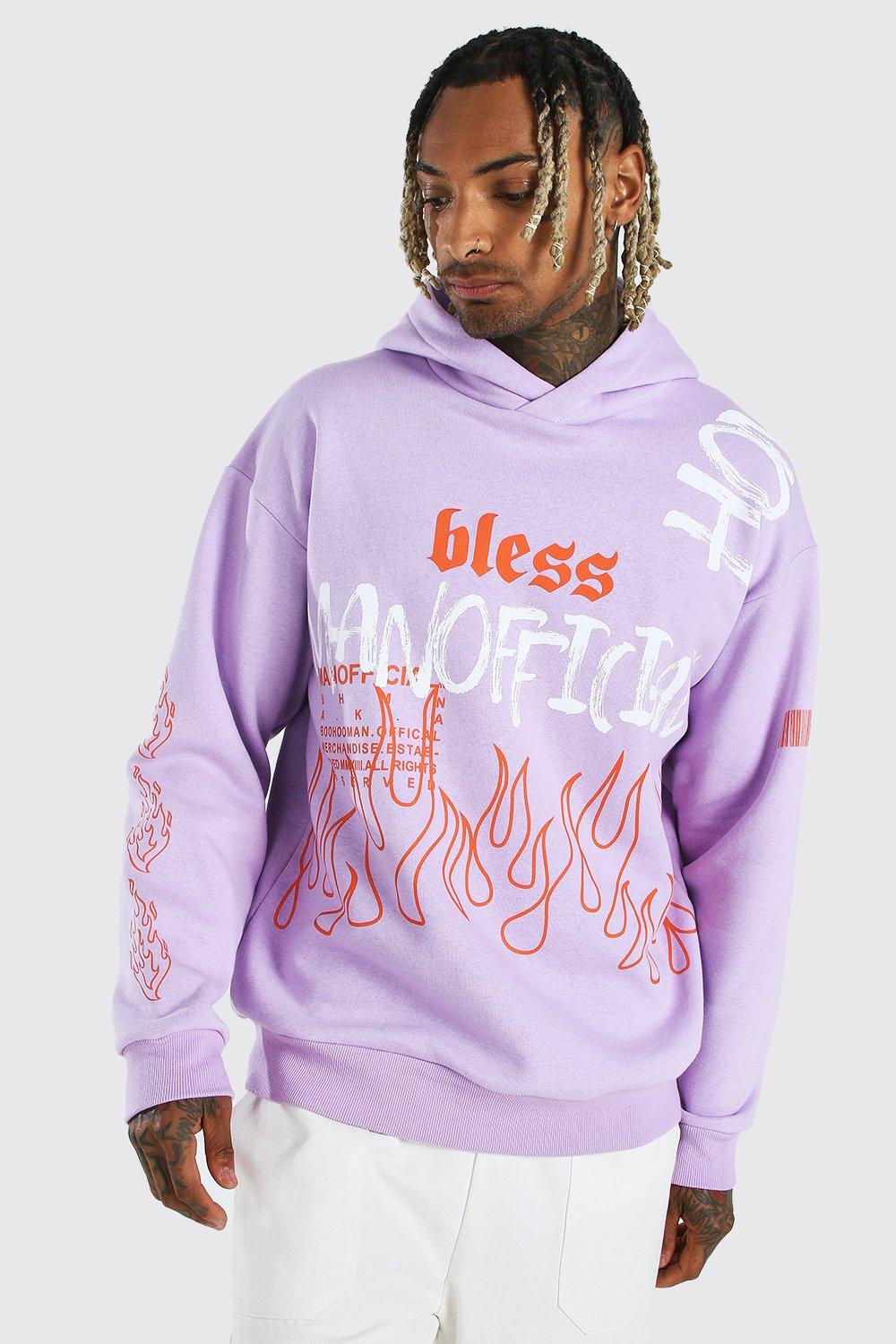 Oversized official flame discount print tie dye hoodie