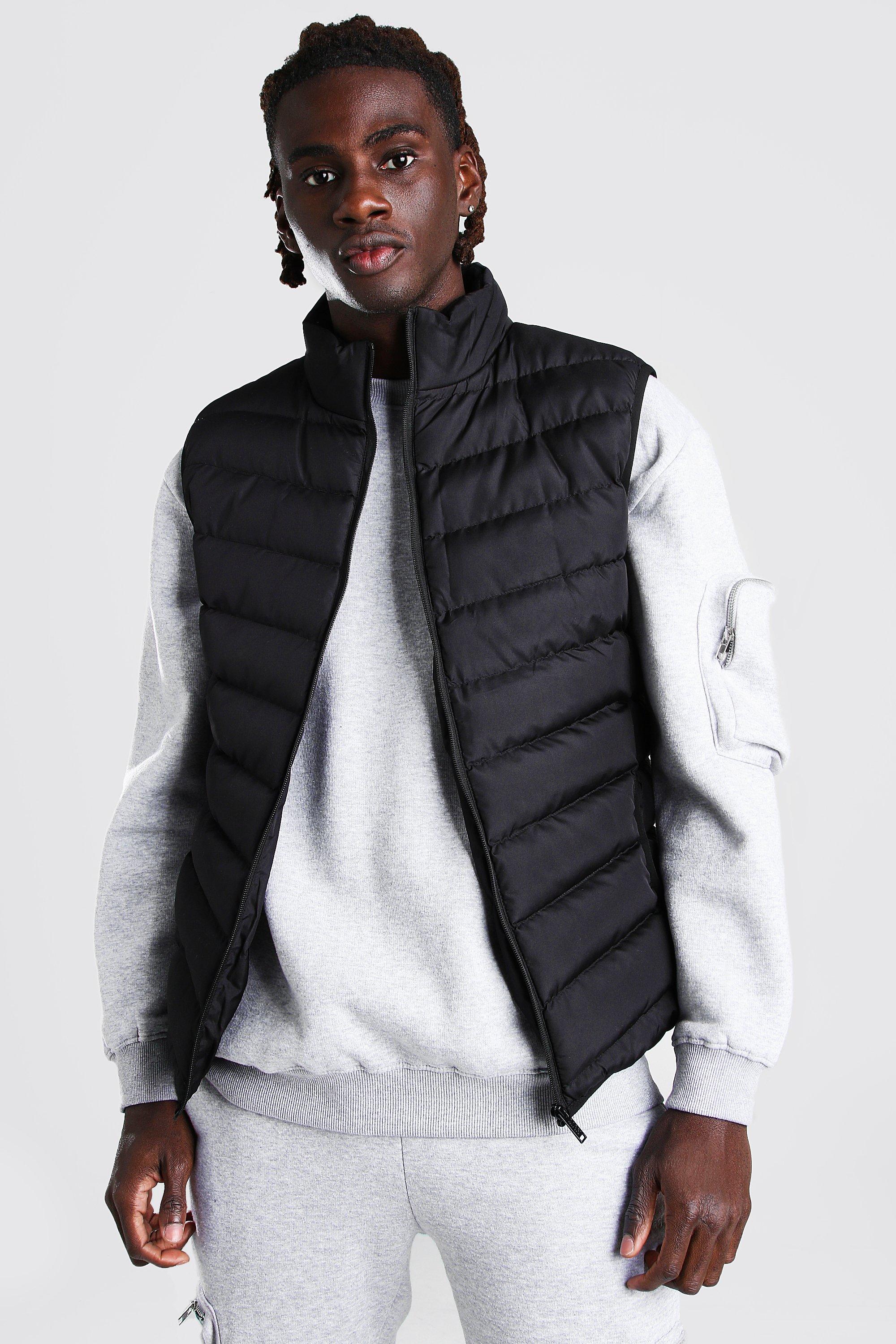 Quilted Funnel Neck Gilet | boohooMAN USA