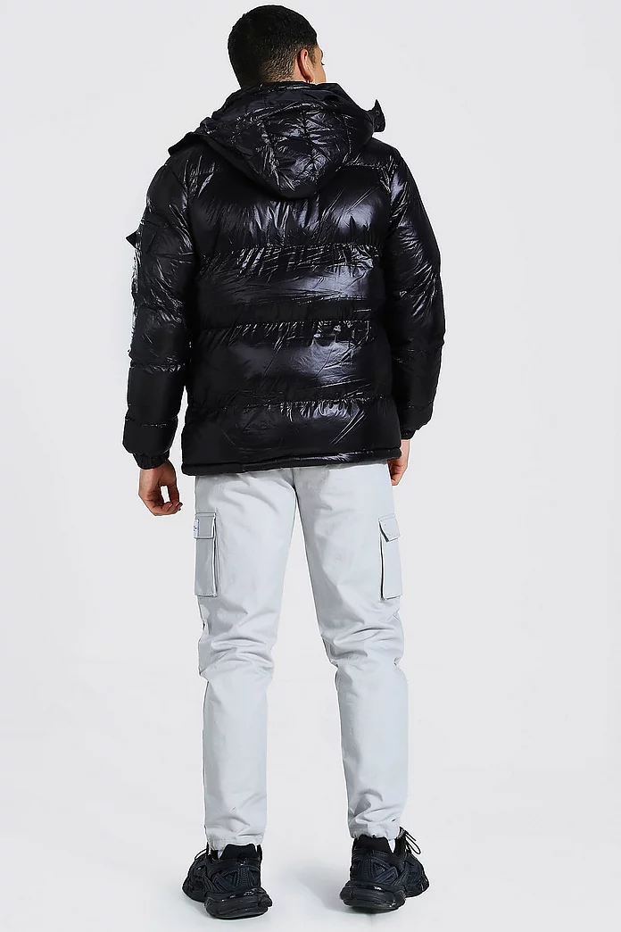 Highshine Hooded Puffer Jacket | boohooMAN UK Highshine Hooded Puffer Jacket | boohooMAN UK