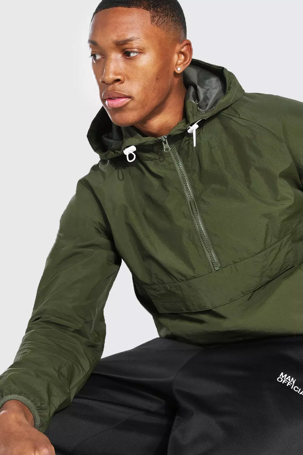 Nylon Front Pocket Overhead Cagoule boohooMAN USA
