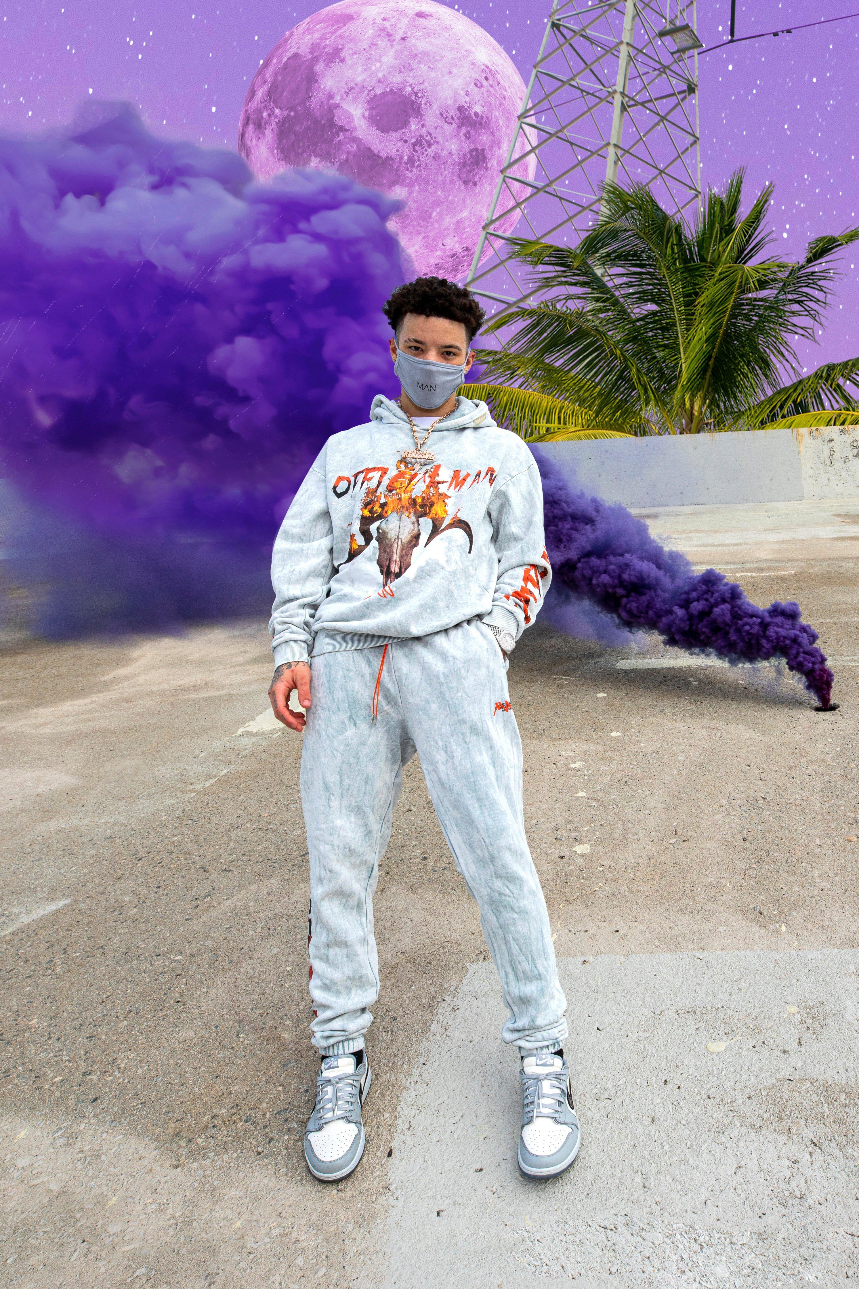 Light grey Official MAN Acid Wash Bungee Cord Jogger