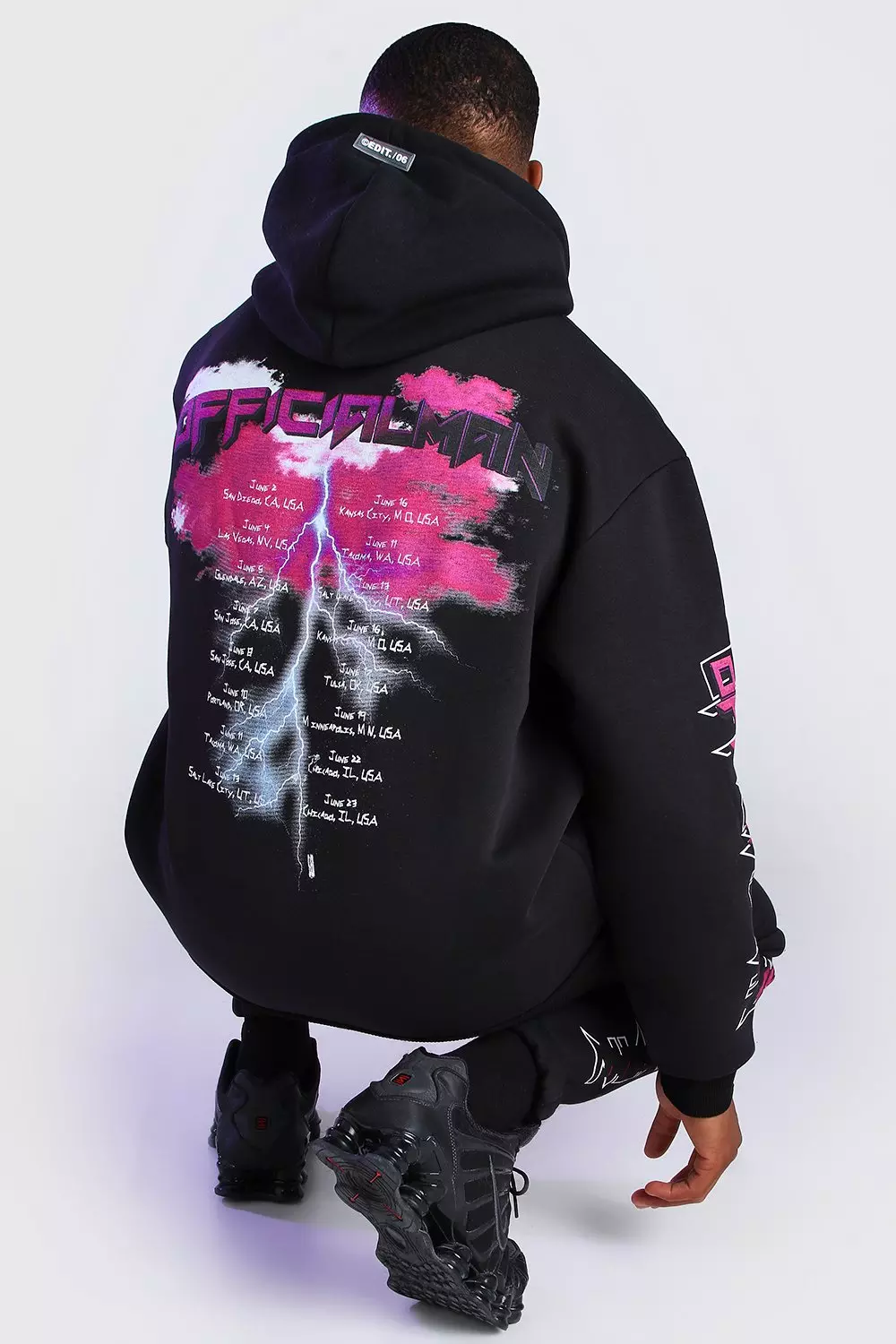 Oversized Official MAN Graphic Back Print Hoodie boohooMAN UK