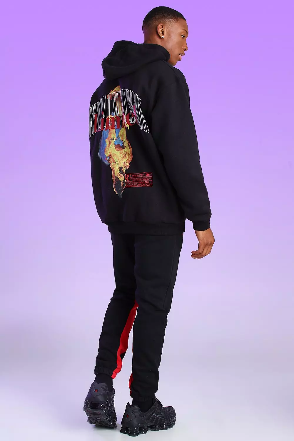 Oversized Official Worldwide Graphic Print Hoodie | boohooMAN USA