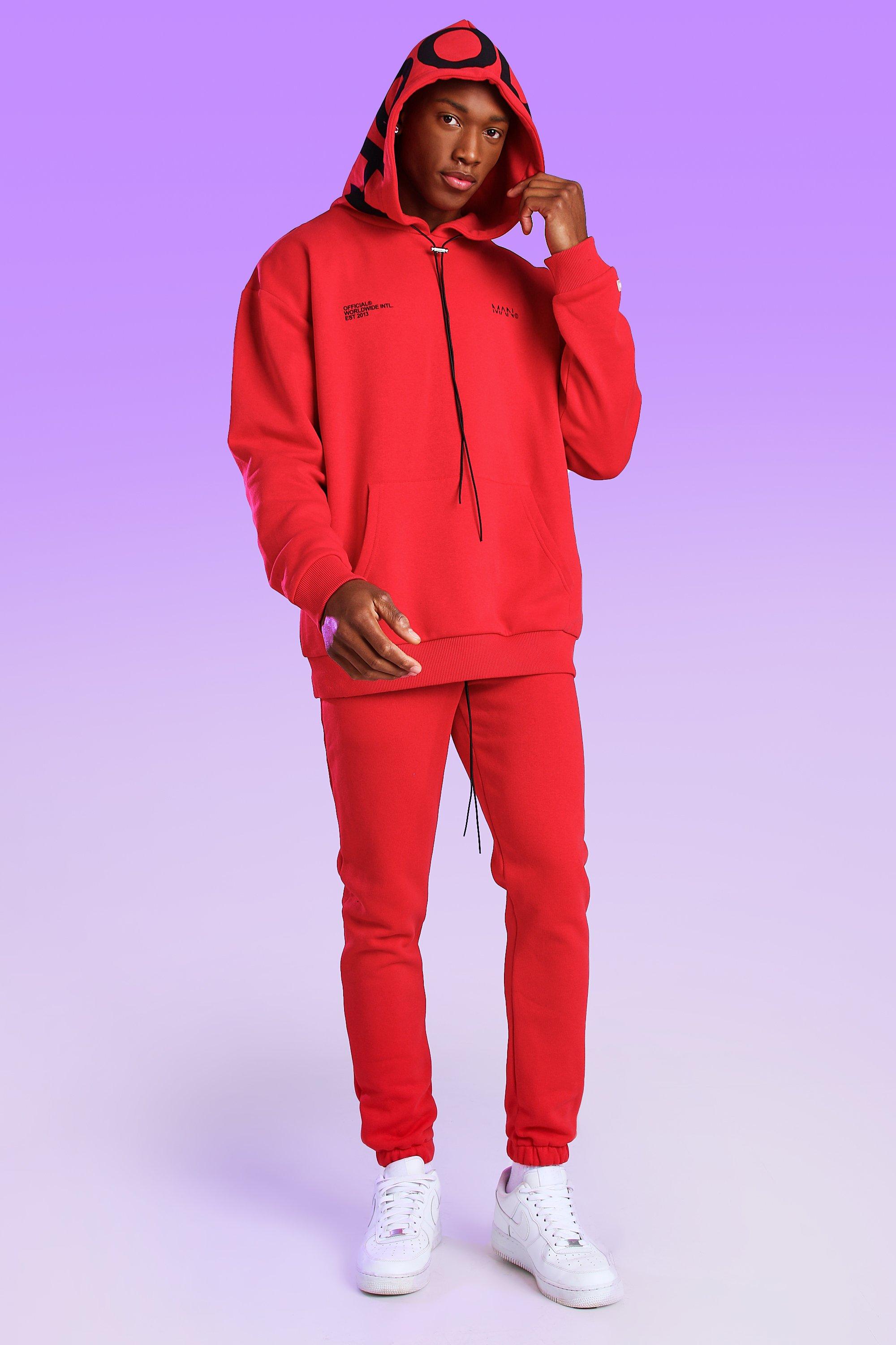 Boohooman outlet red joggers