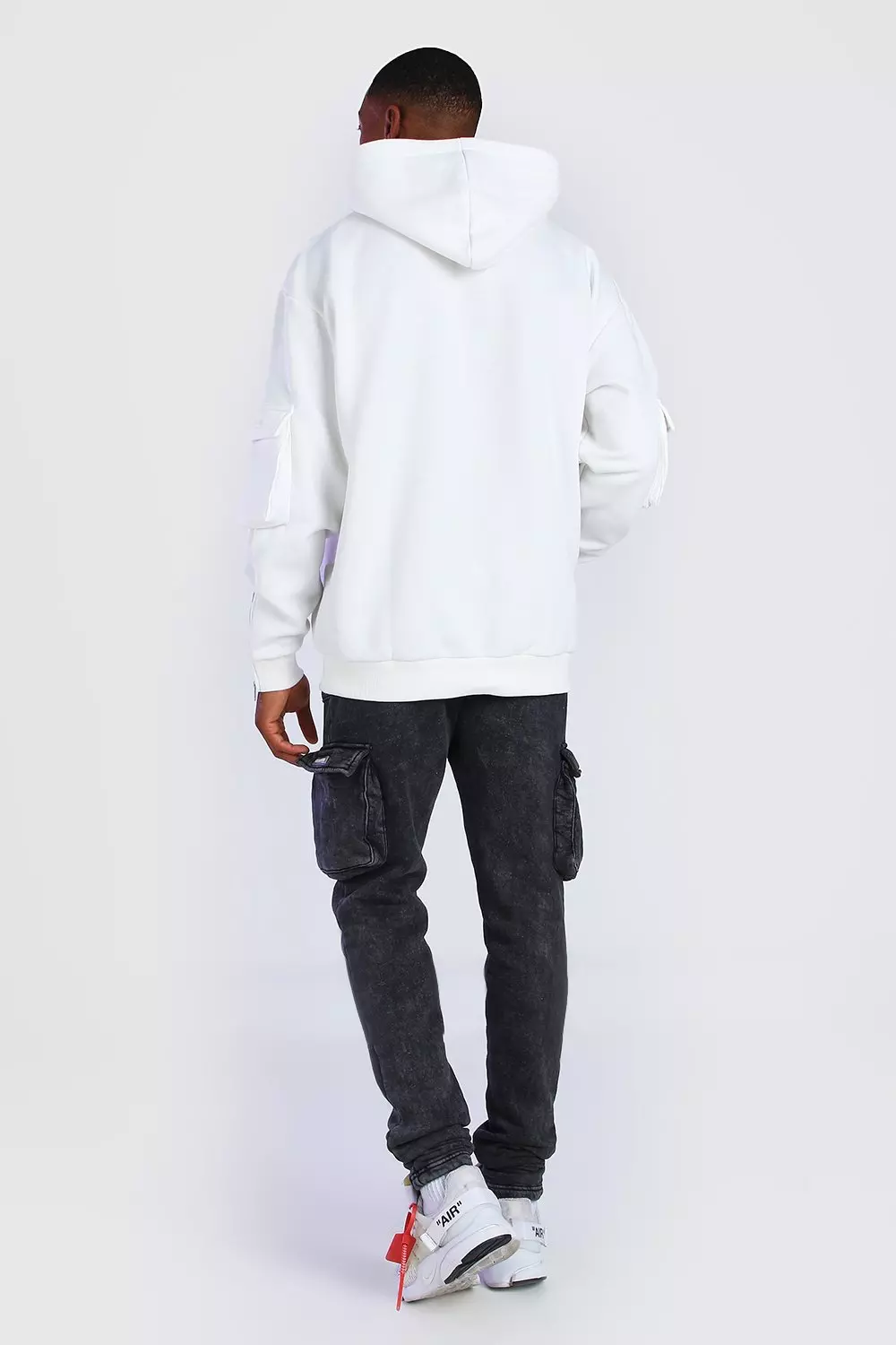 Charcoal Tapered Fit Acid Wash MAN Cargo Jogger alternative image