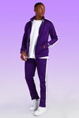 Purple Geborduurd Tricot Sportjasje Met Zijstreep En Duif