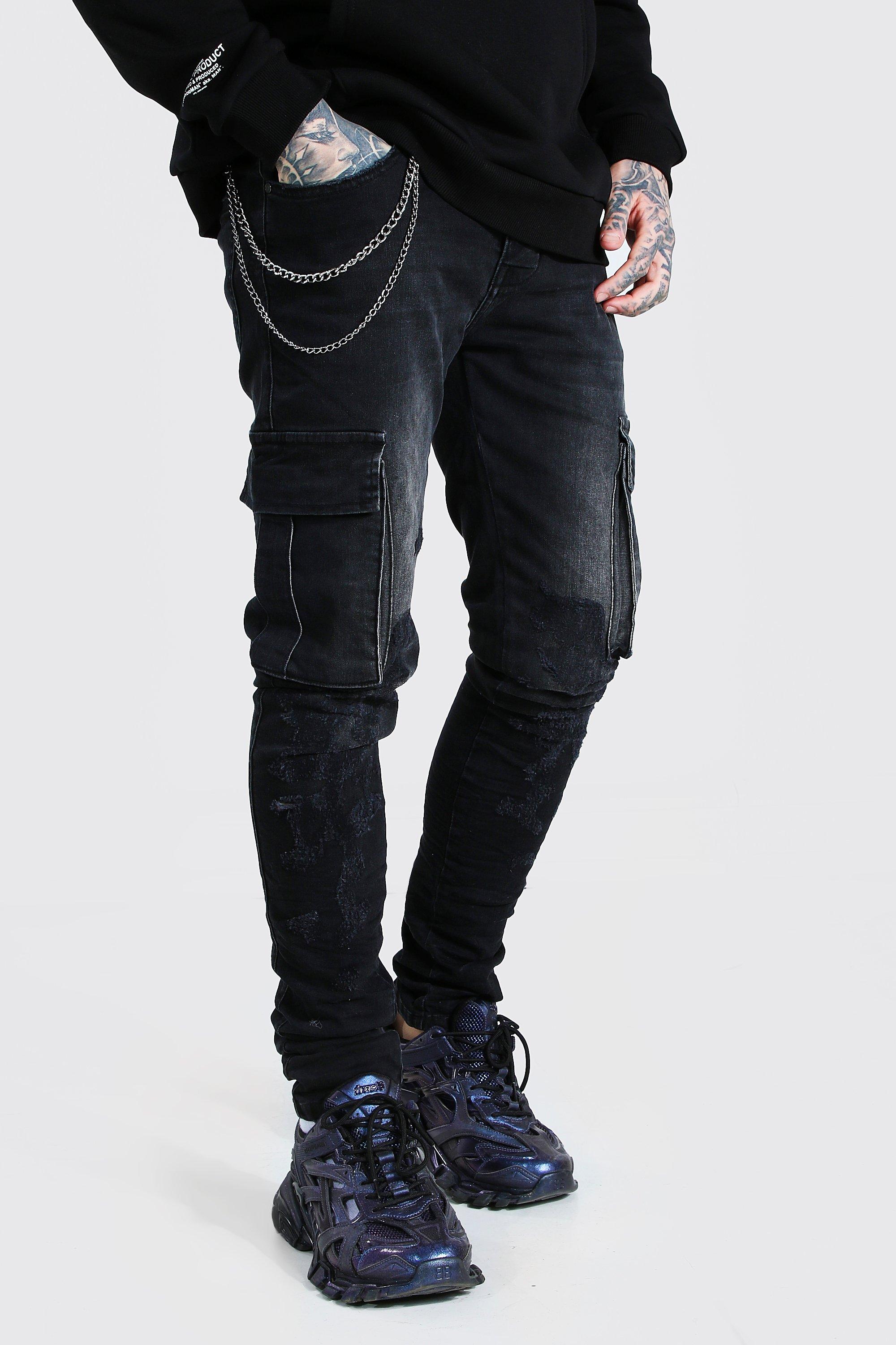 stacked cargo jeans