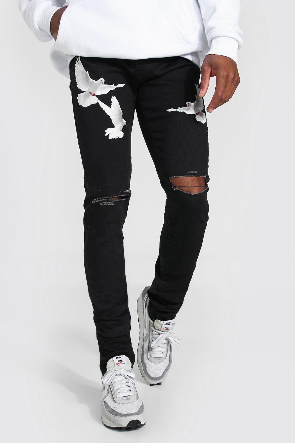 cheap black ripped jeans mens