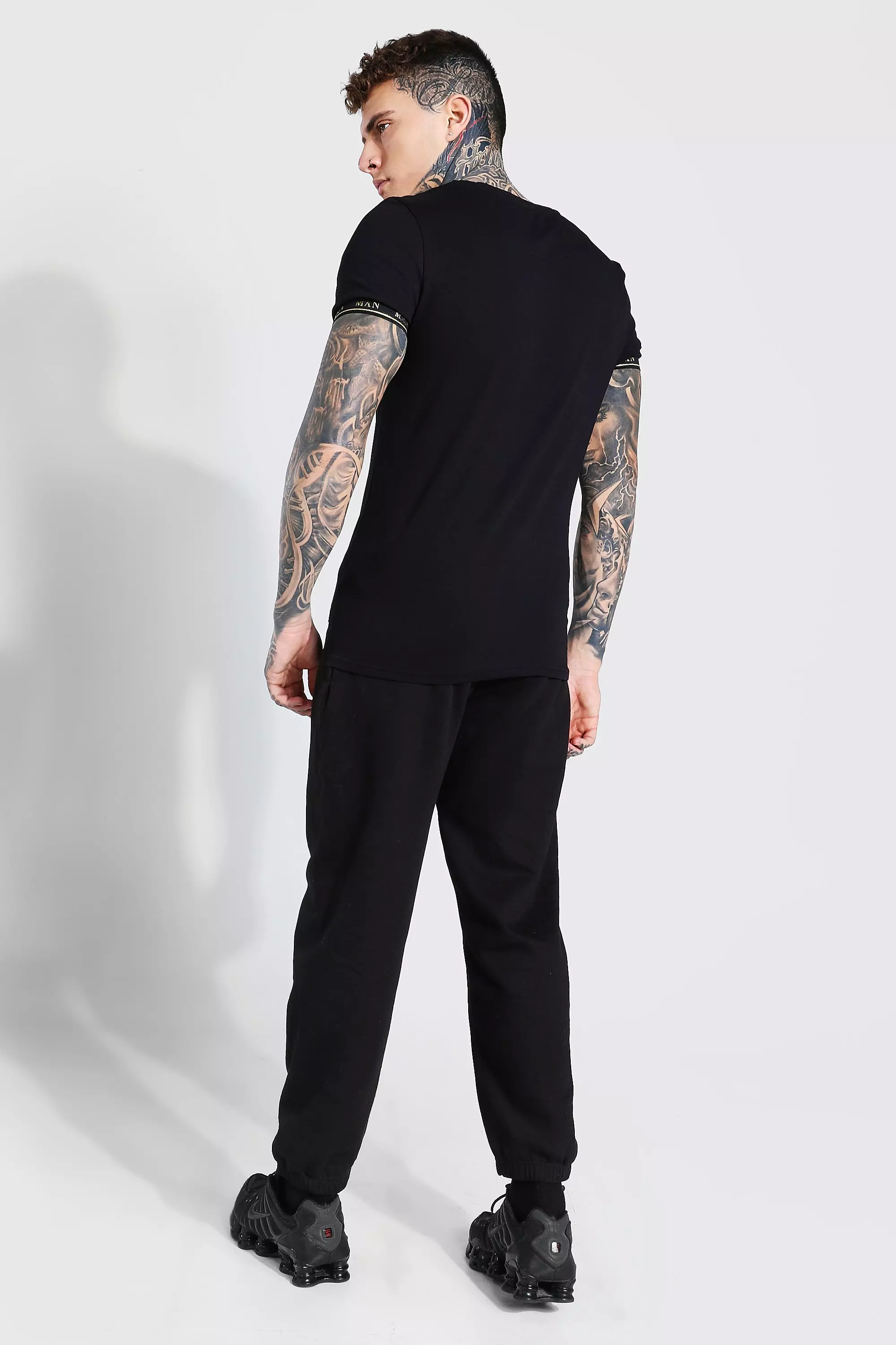 T-Shirt Man Gold Con Polsini Nastrati, Nero immagine alternativa