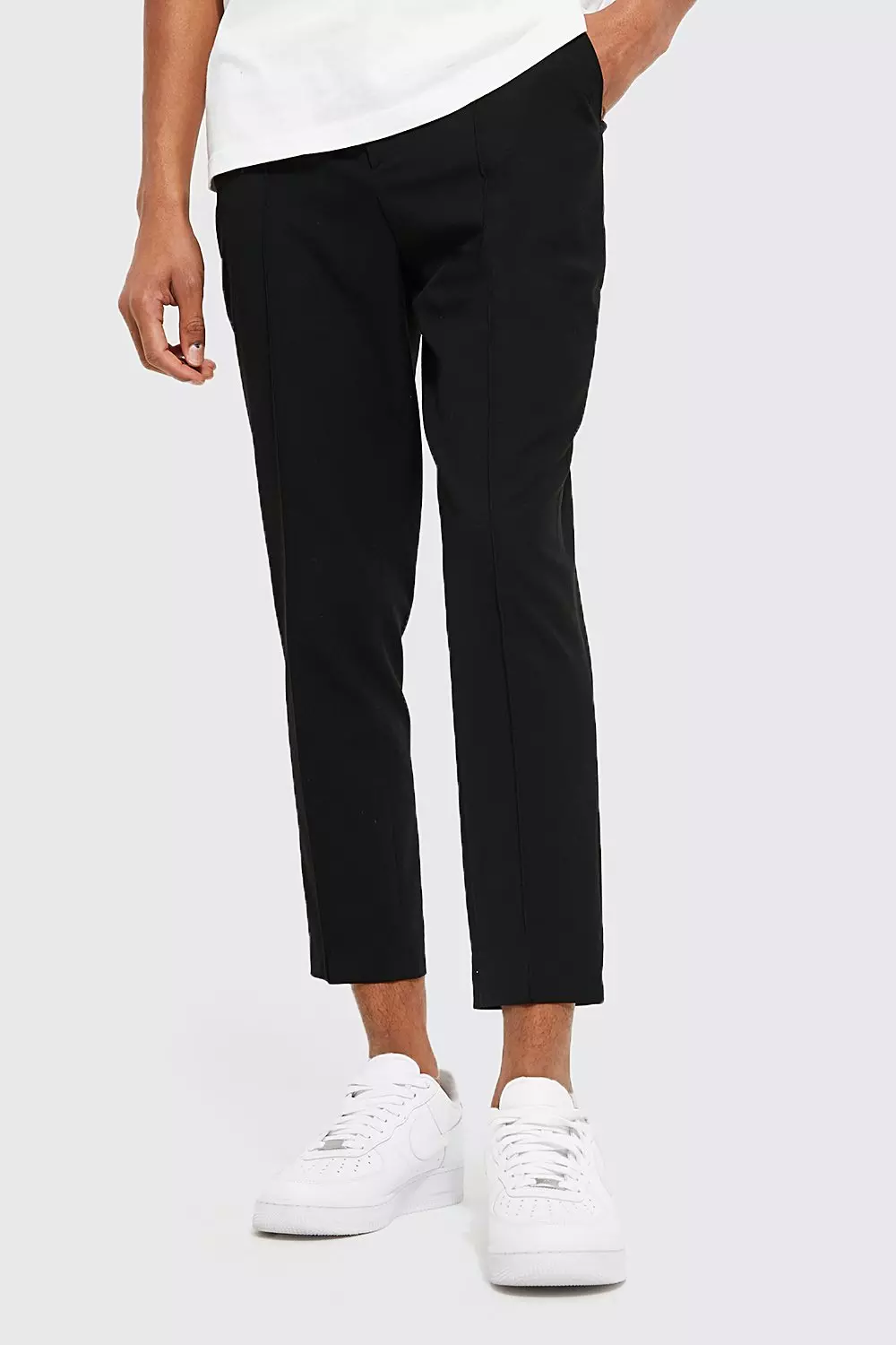 Skinny Plain Tapered Smart Pants With Pintuck Black