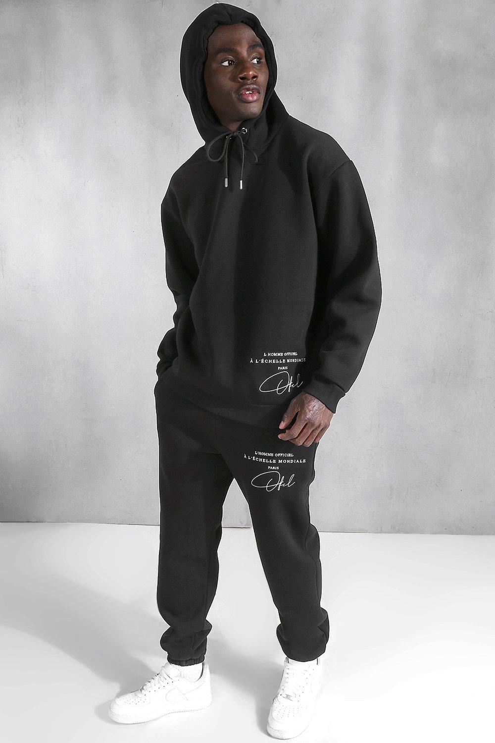 Boohooman hoodie with man embroidery deals in black