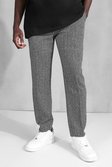 Grey Slim Herringbone Suit Pants