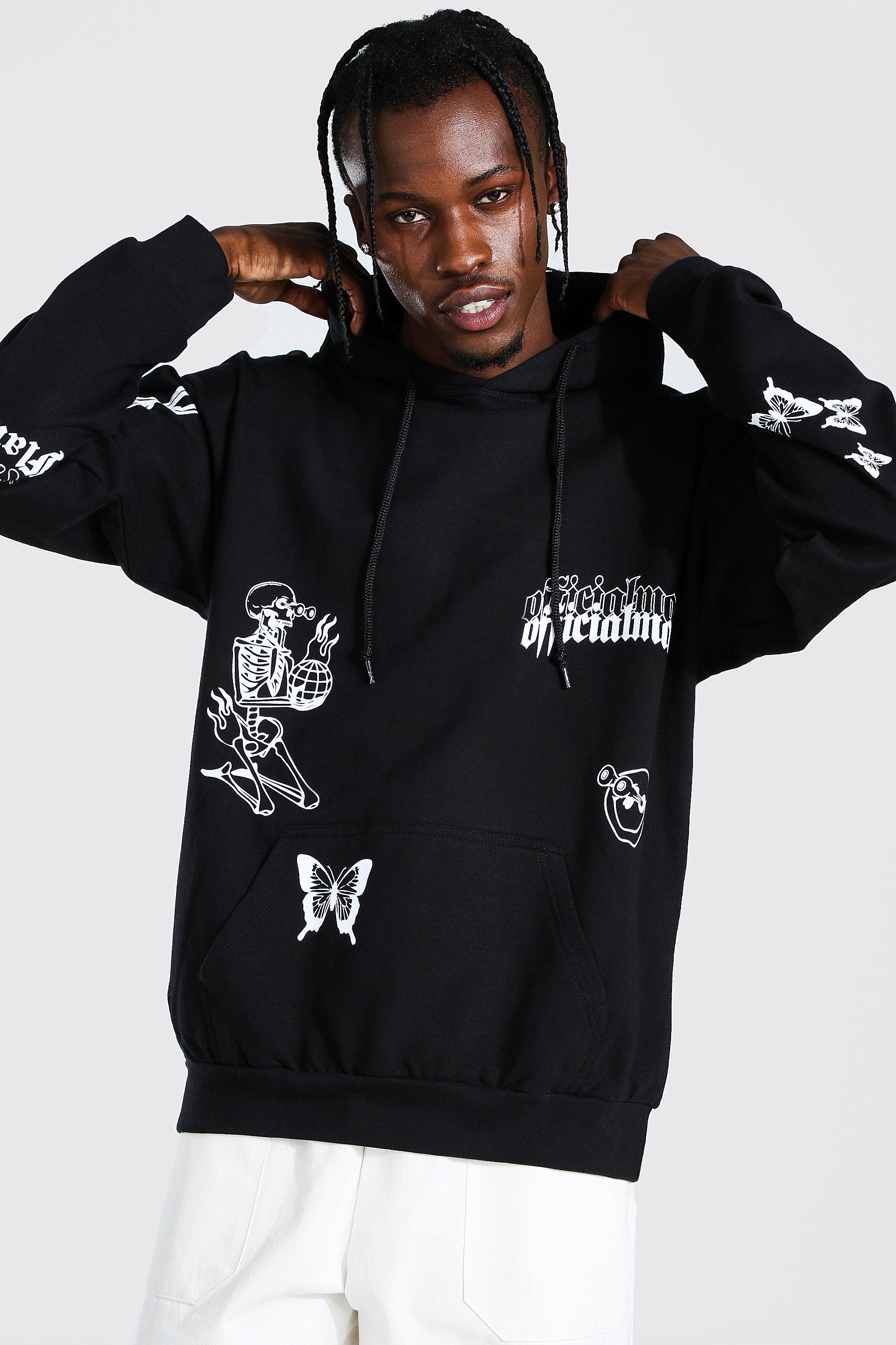 Black hot sale graffiti hoodie