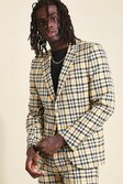 Camel Skinny Neon Check Suit Jacket