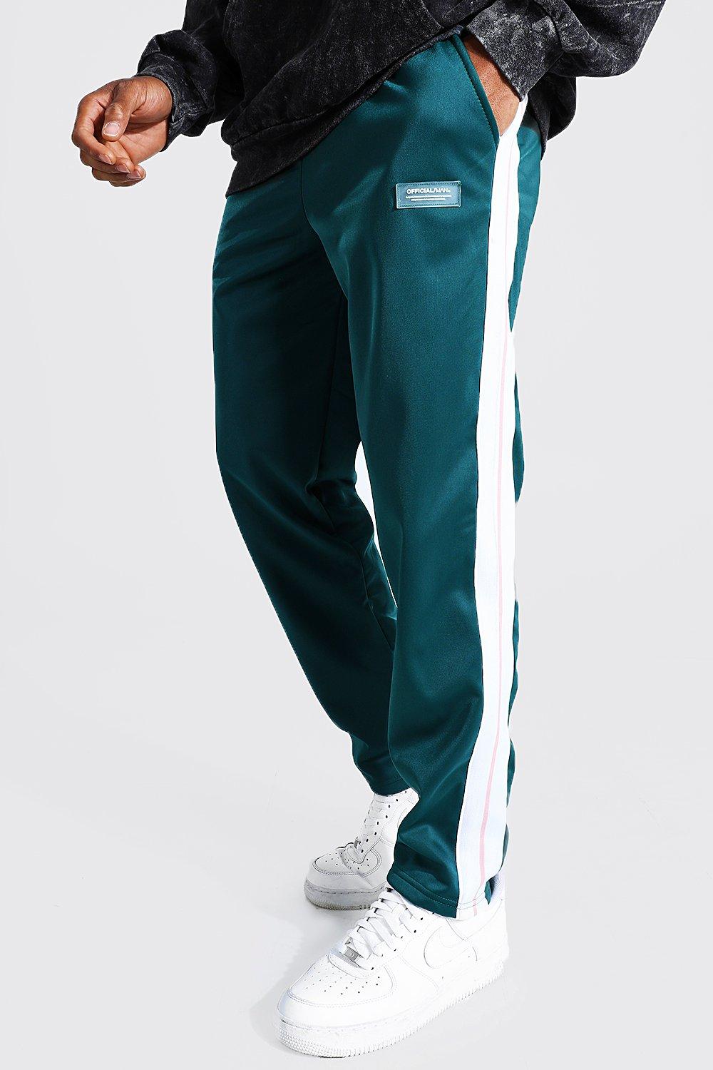 Loose Fit Tricot Joggers With Side Tape boohooMAN USA