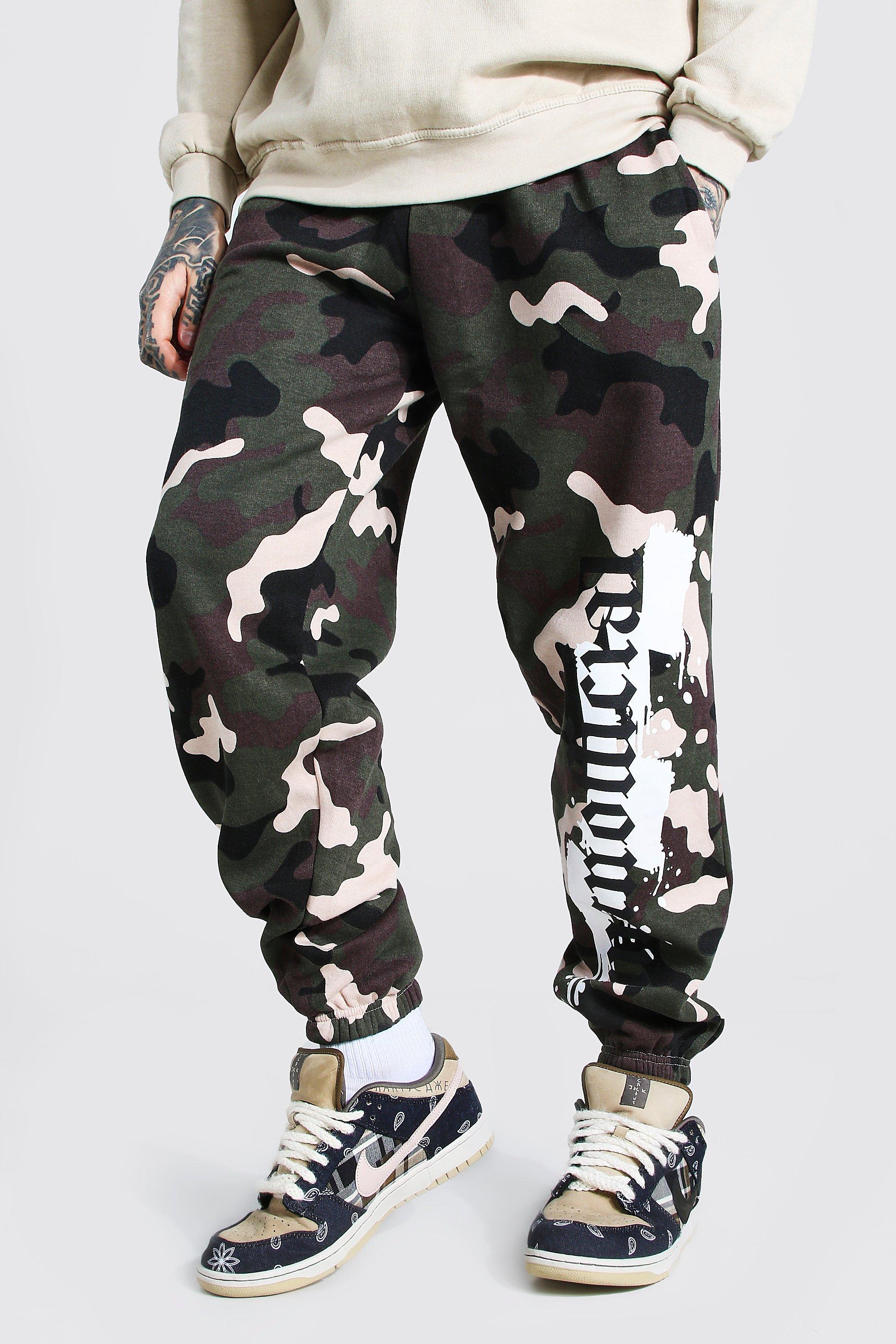 Mens white sale camo joggers