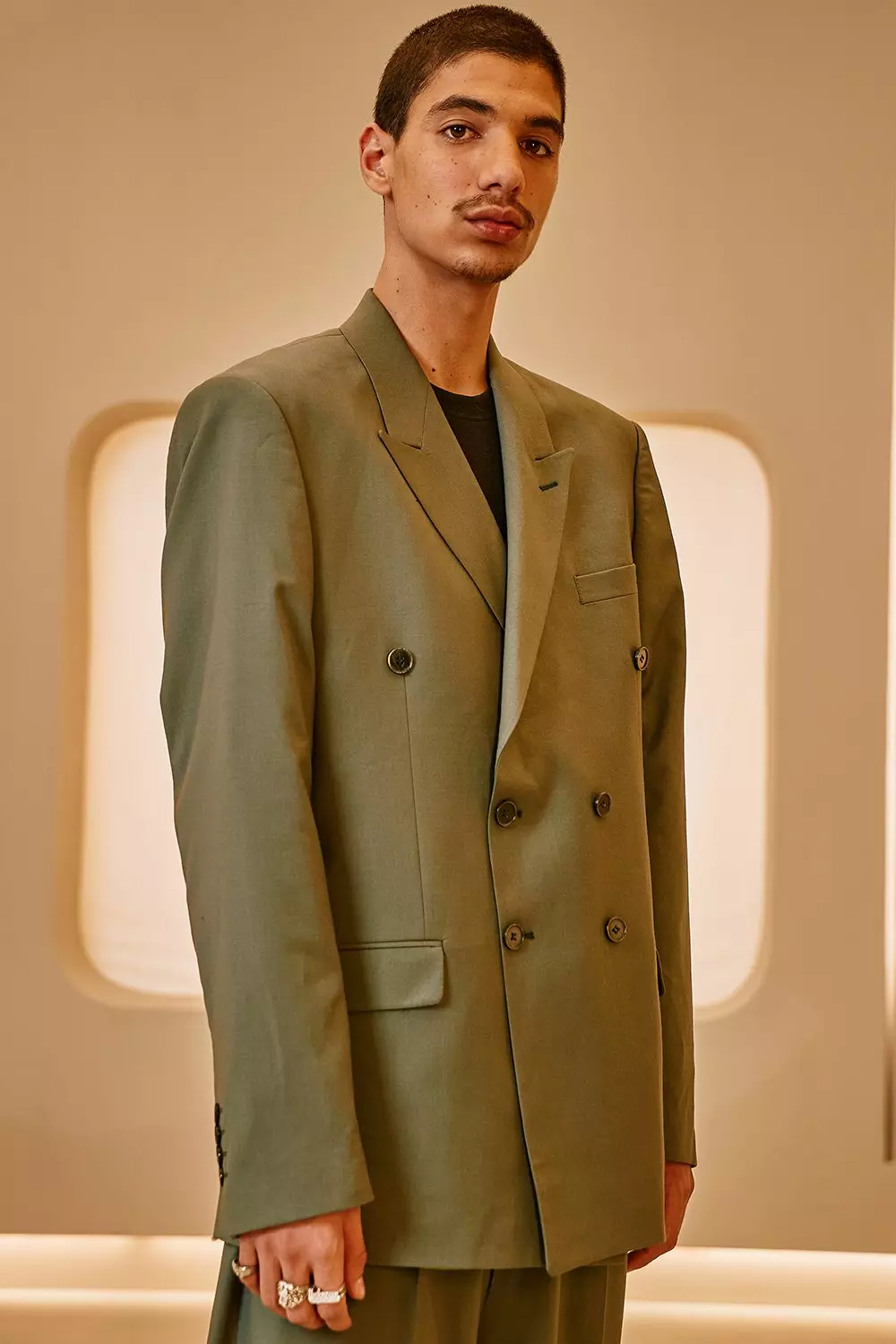 Sage Relaxed Plain Double Breasted Suit Jacket alternative image