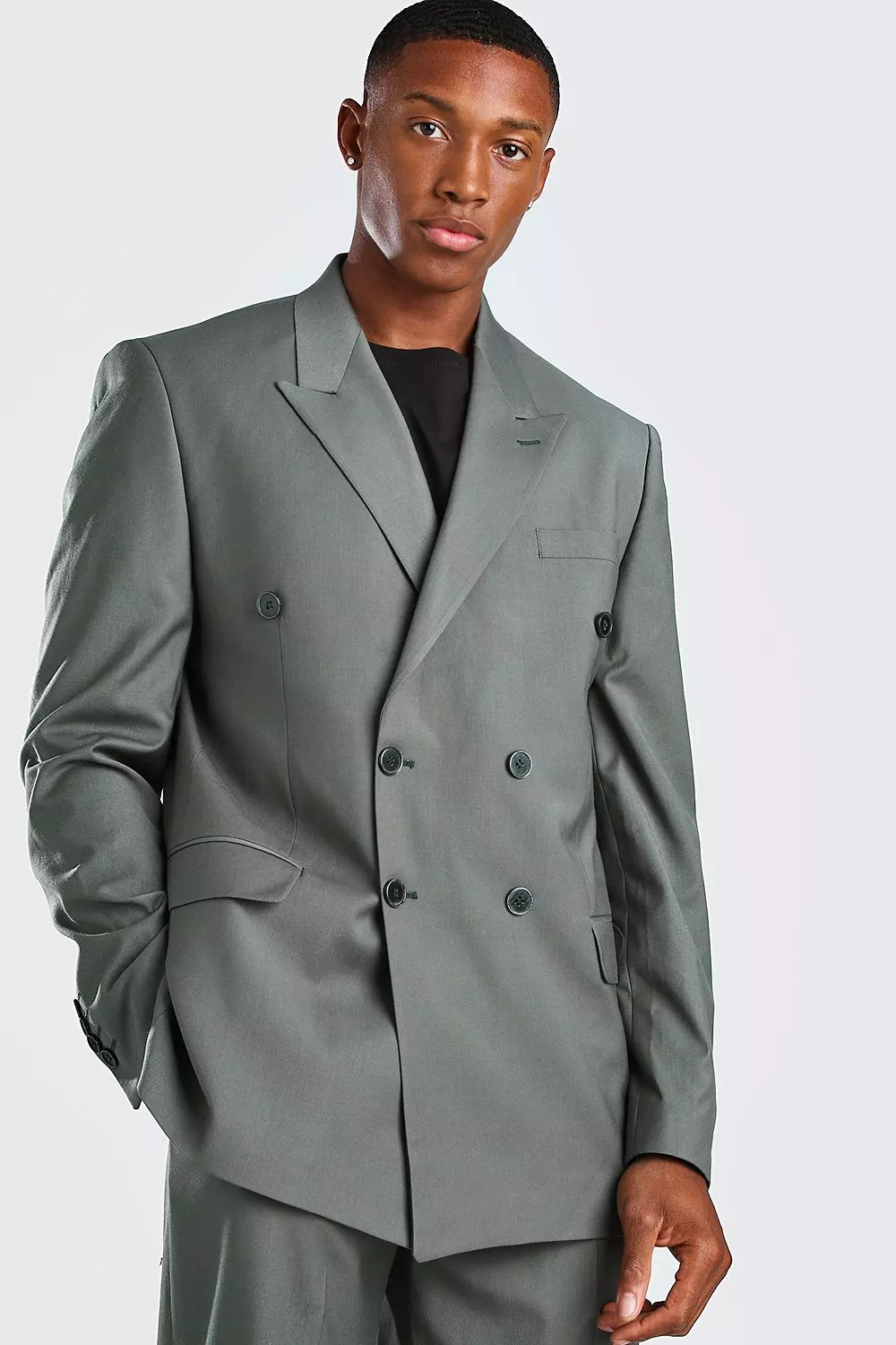 Sage Relaxed Plain Double Breasted Suit Jacket alternative image