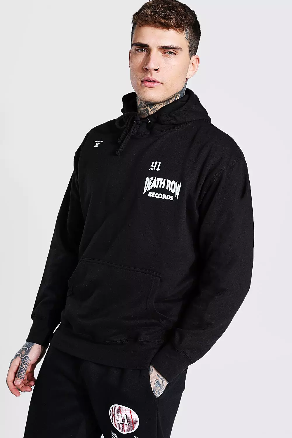 Oversized Death Row 91 License Hoodie boohooMAN UK