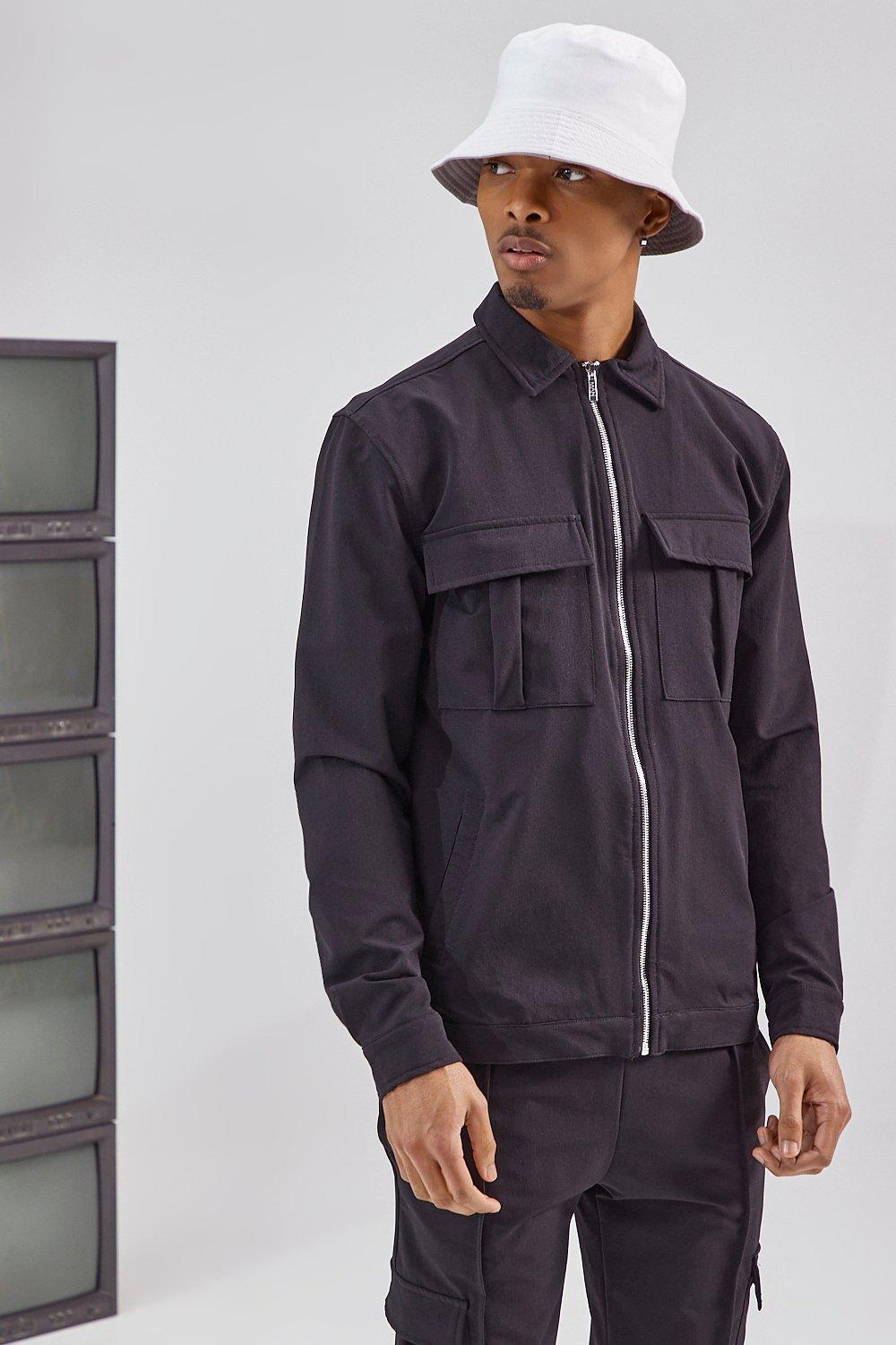 Veste cargo Harrington ajustée, Black