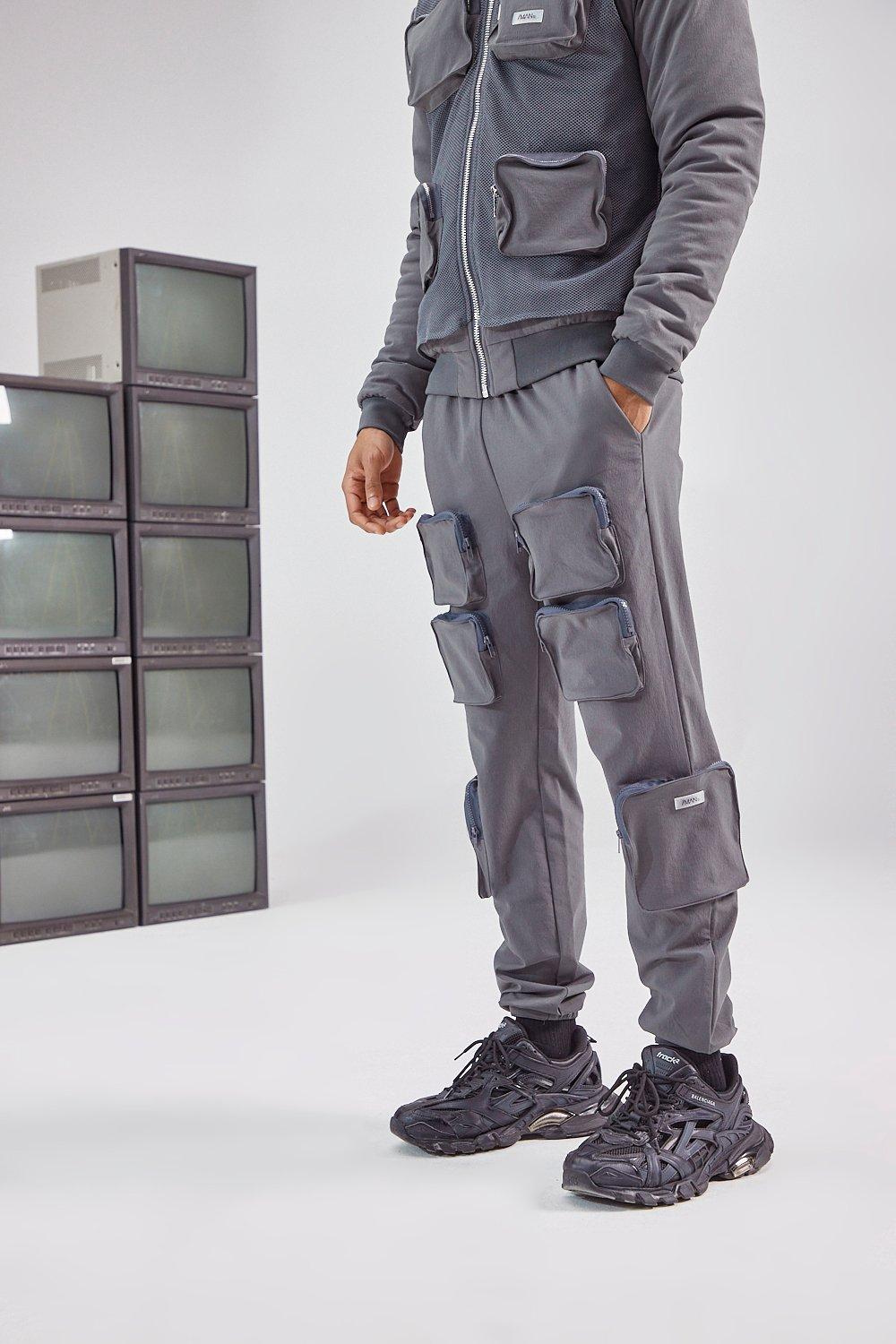 ASOS DESIGN two-piece cargo tech pants with 3D pockets in navy