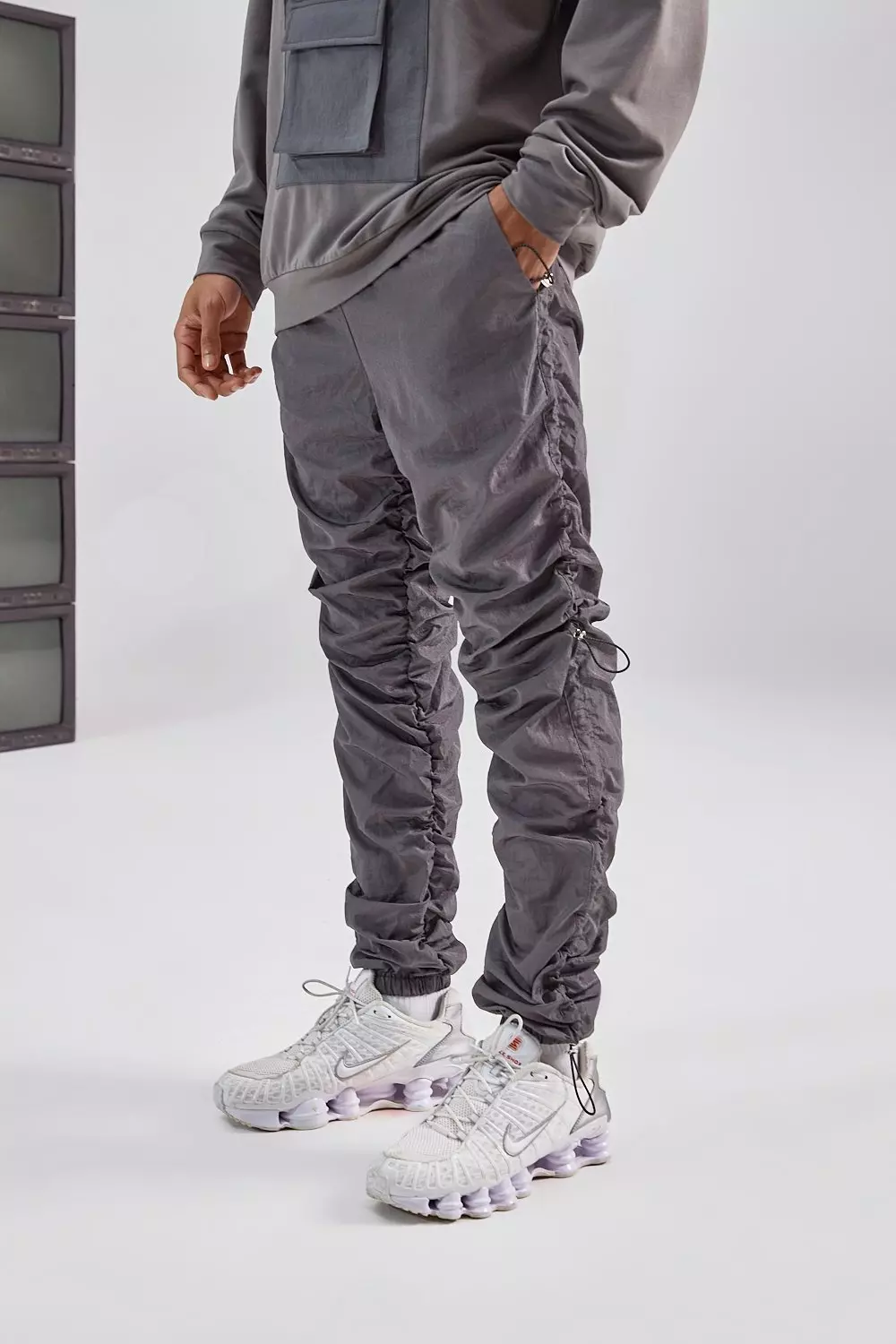 Ruched Leg Cargo Pant boohooMAN UK