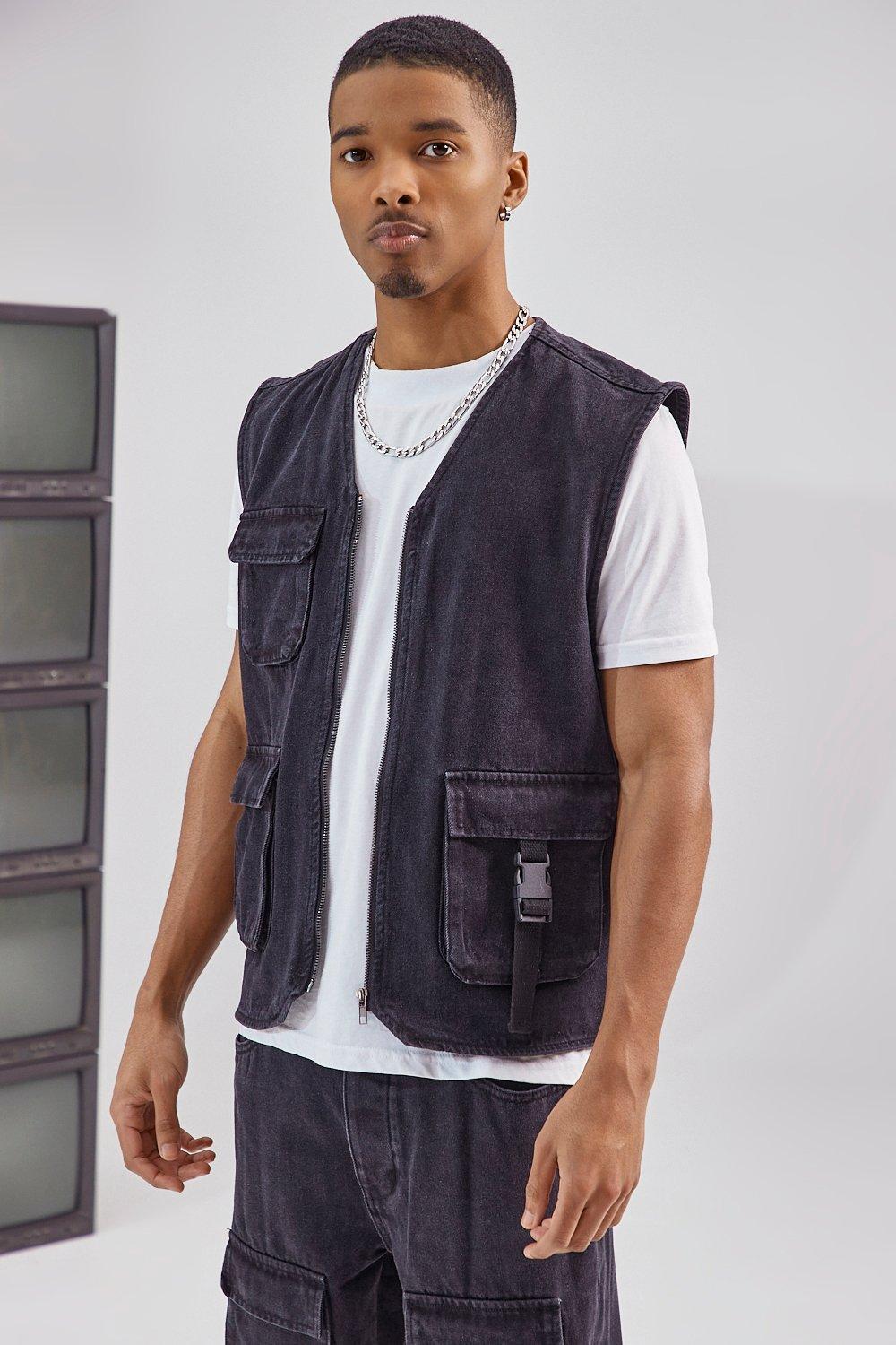 Co-ord Denim Utility Gilet in 2023  Asos designs, Mens outfits, Black  waistcoat