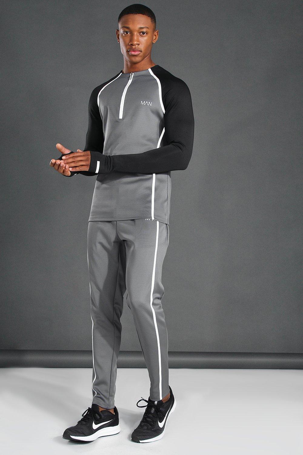 Boohooman hot sale grey tracksuit