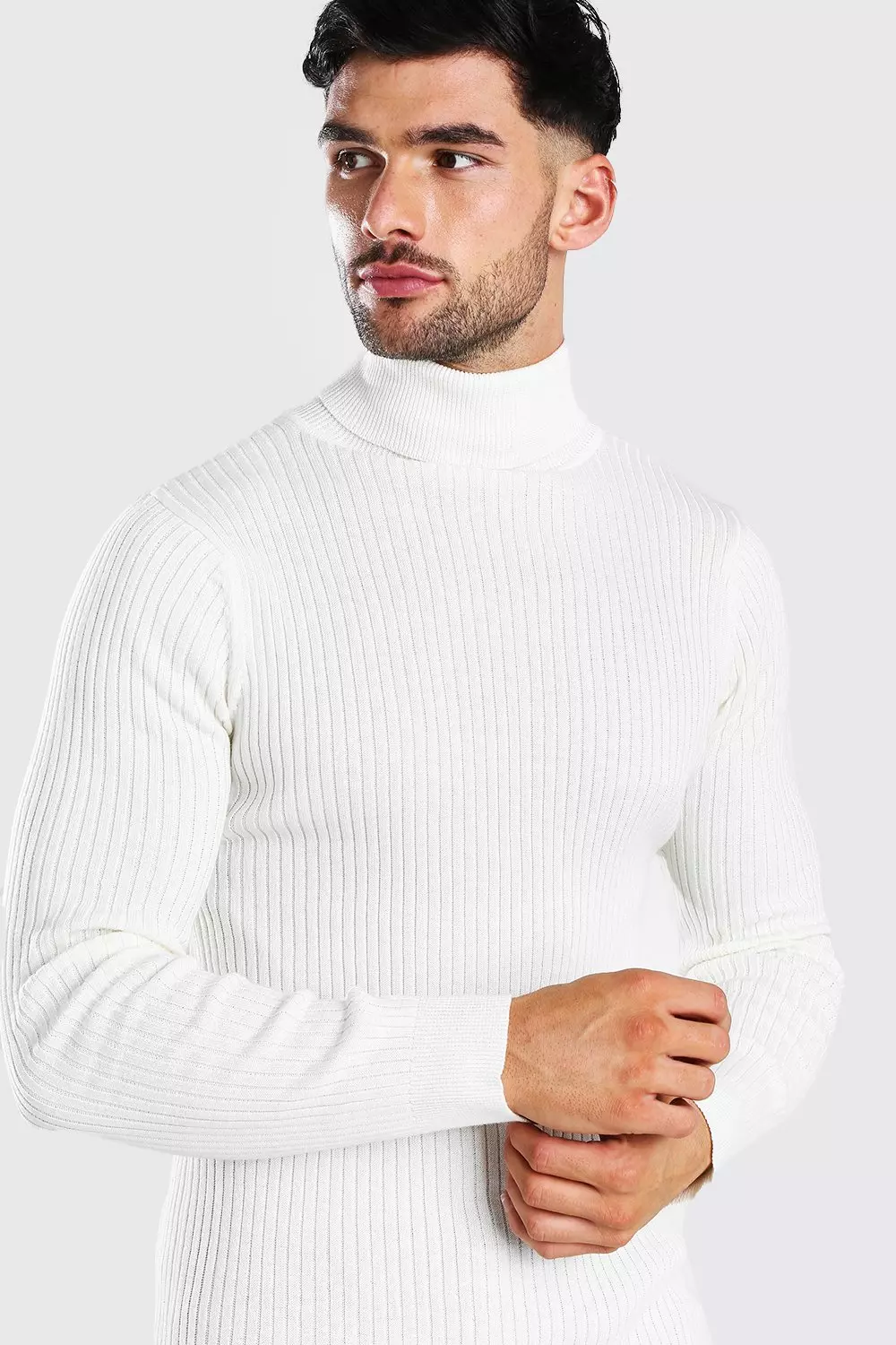 Regular Fit Ribbed Turtleneck Sweater boohooMAN USA