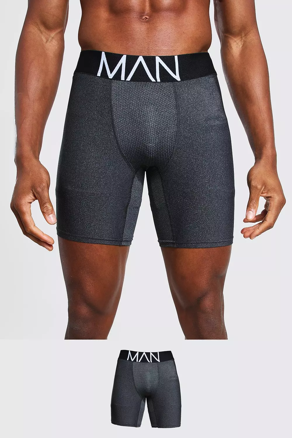 MAN Dash Contrast Stitch Long Length Sports Boxer Black