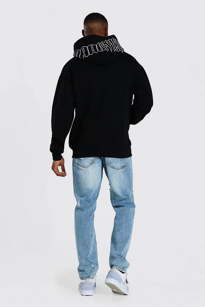 Oversized Hood Print Zip Through Hoodie | boohooMAN USA Oversized Hood Print Zip Through Hoodie | boohooMAN USA