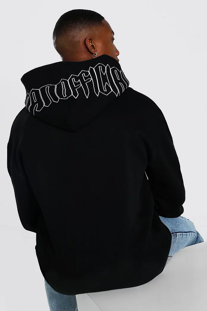 Oversized Hood Print Zip Through Hoodie | boohooMAN USA Oversized Hood Print Zip Through Hoodie | boohooMAN USA