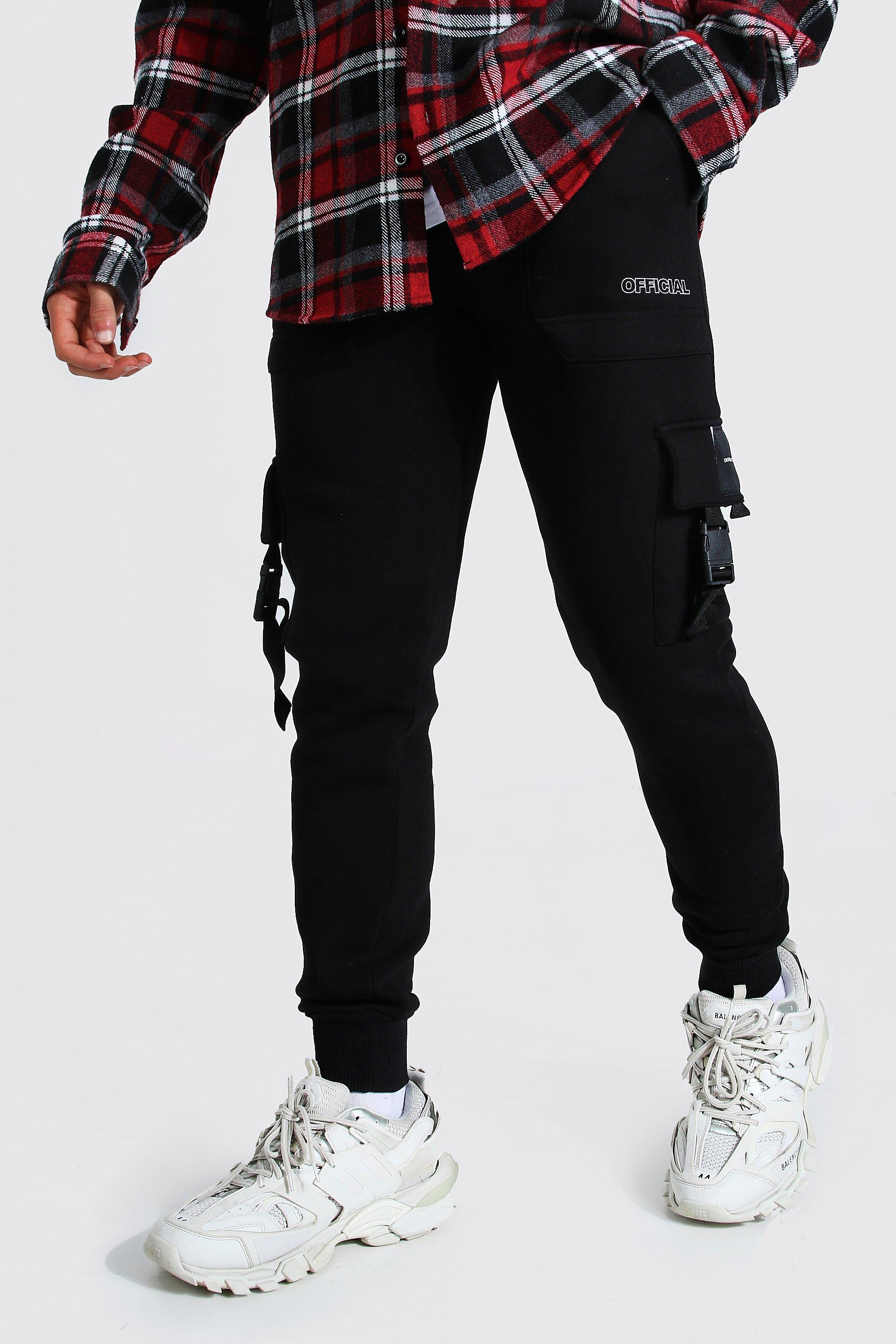 black skinny cargo joggers