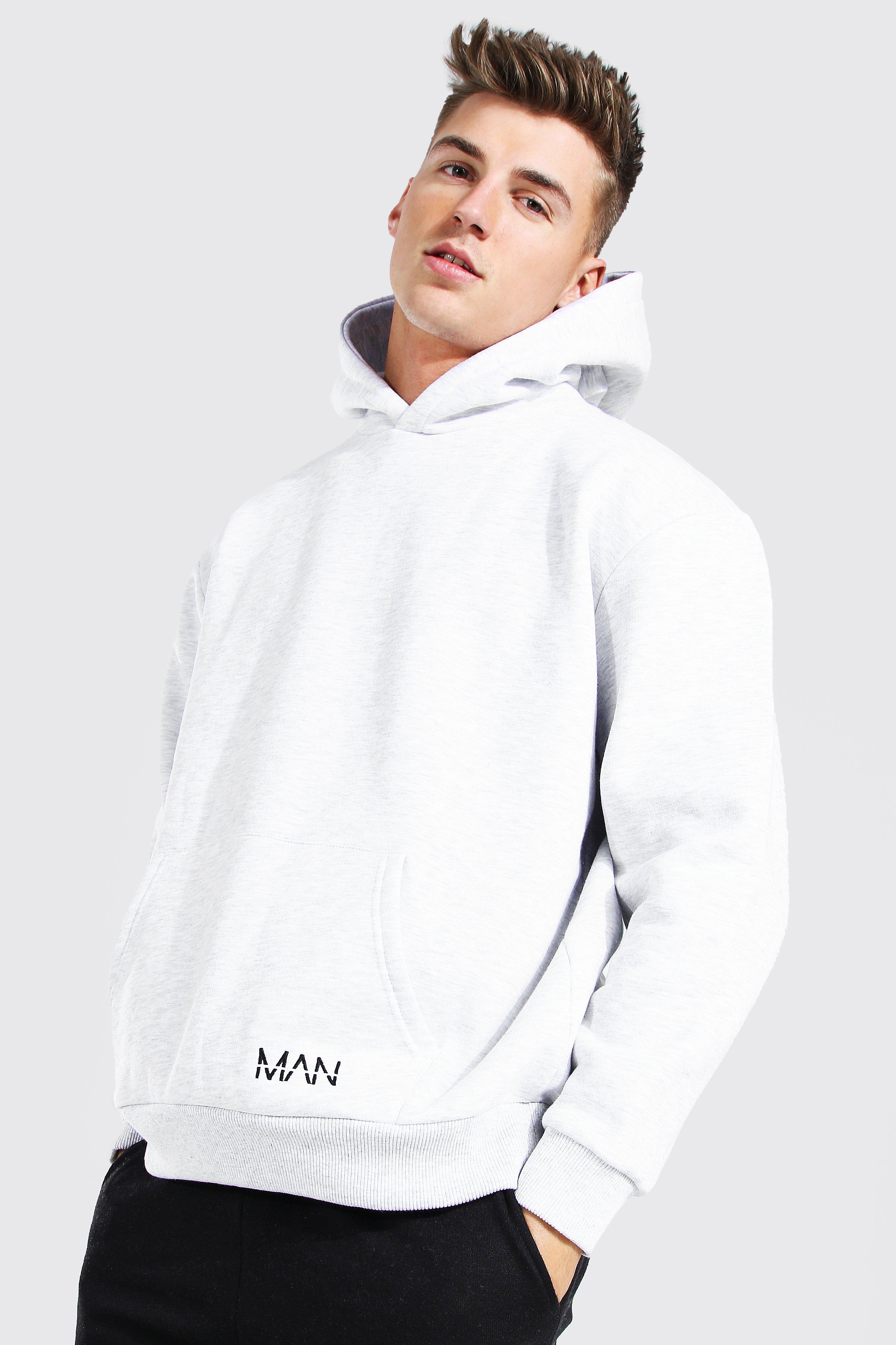 Boohooman hoodie with discount man print in white