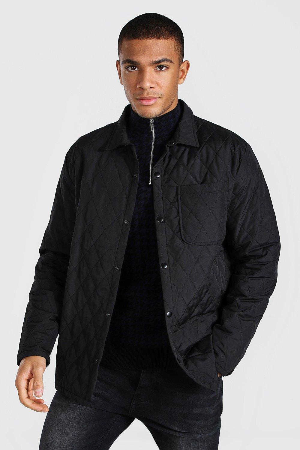 Quilted Coach Padded Shirt Jacket | boohooMAN USA